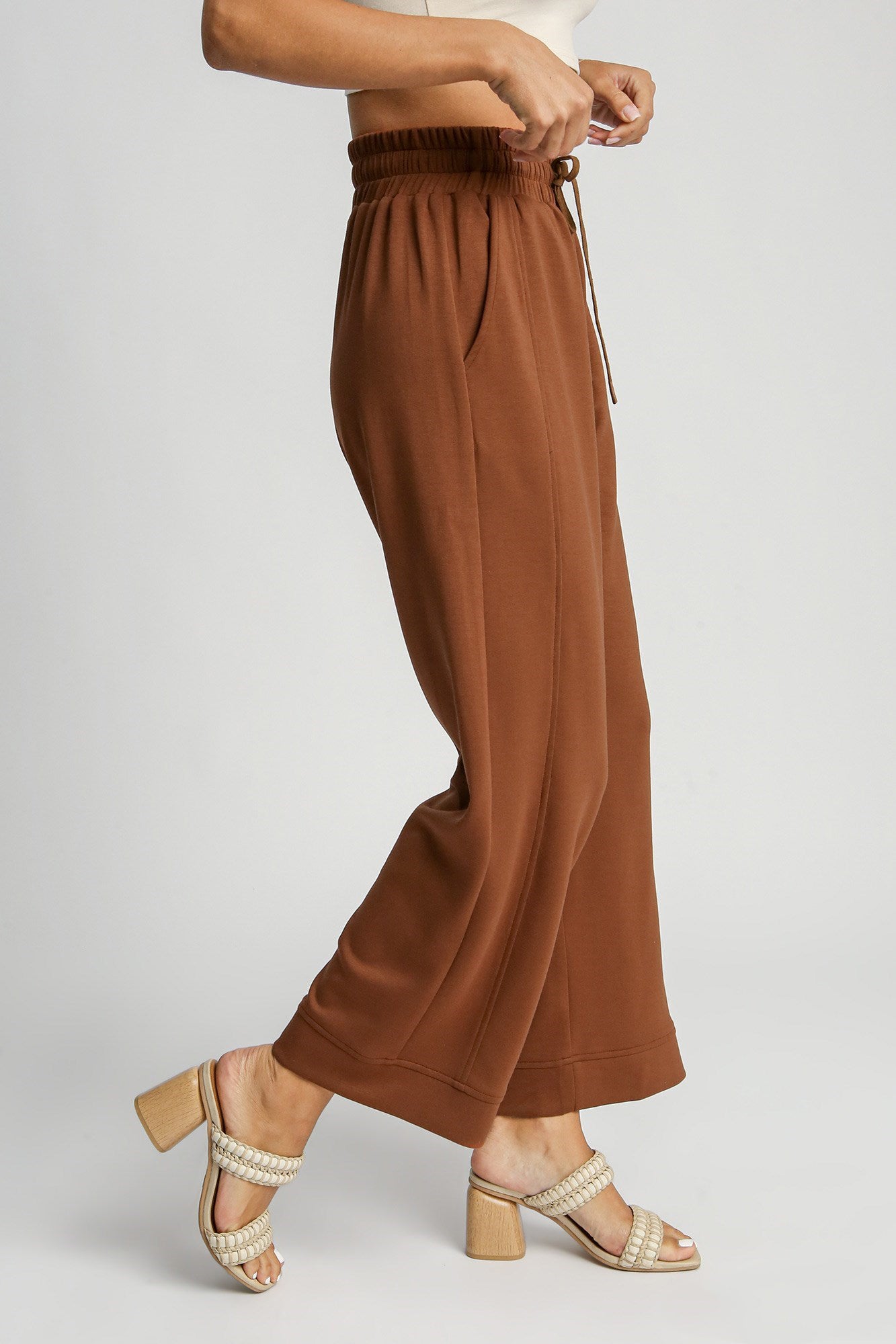 Umgee Full Size Drawstring Wide Leg Pants with Pockets