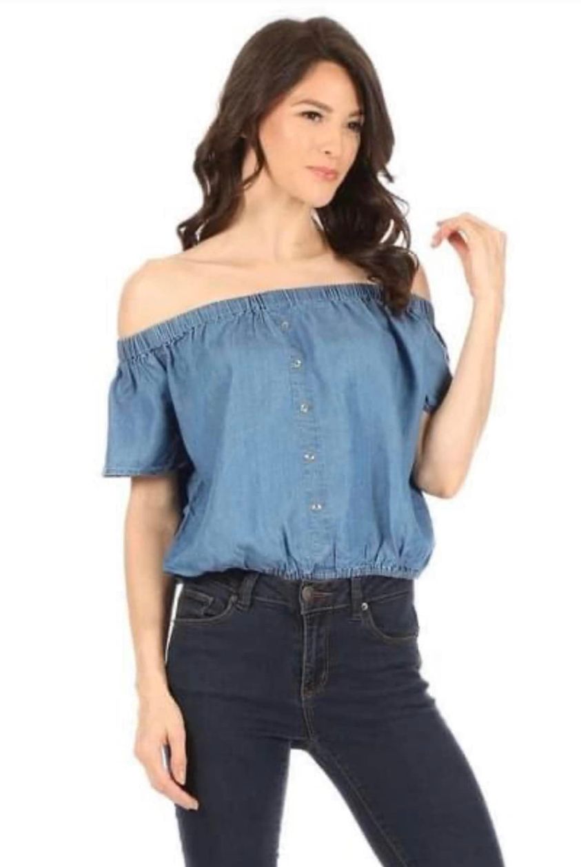 Denim Off Shoulder Top