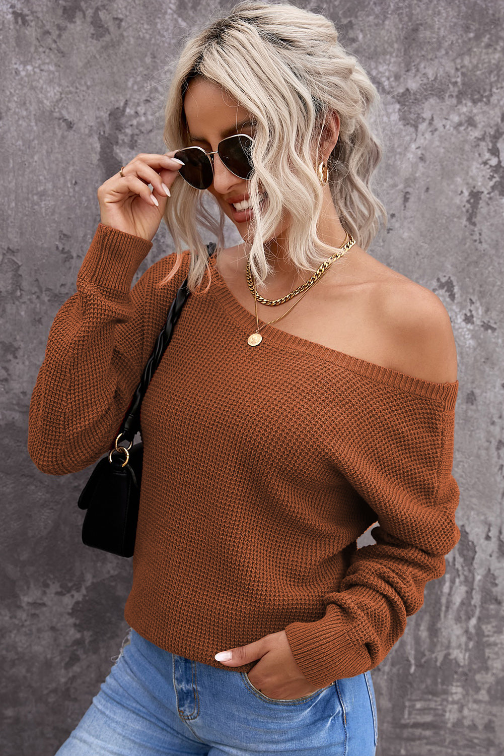 Crisscross Back Boat Neck Sweater