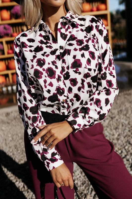 Printed Collared Neck Long Sleeve Shirt