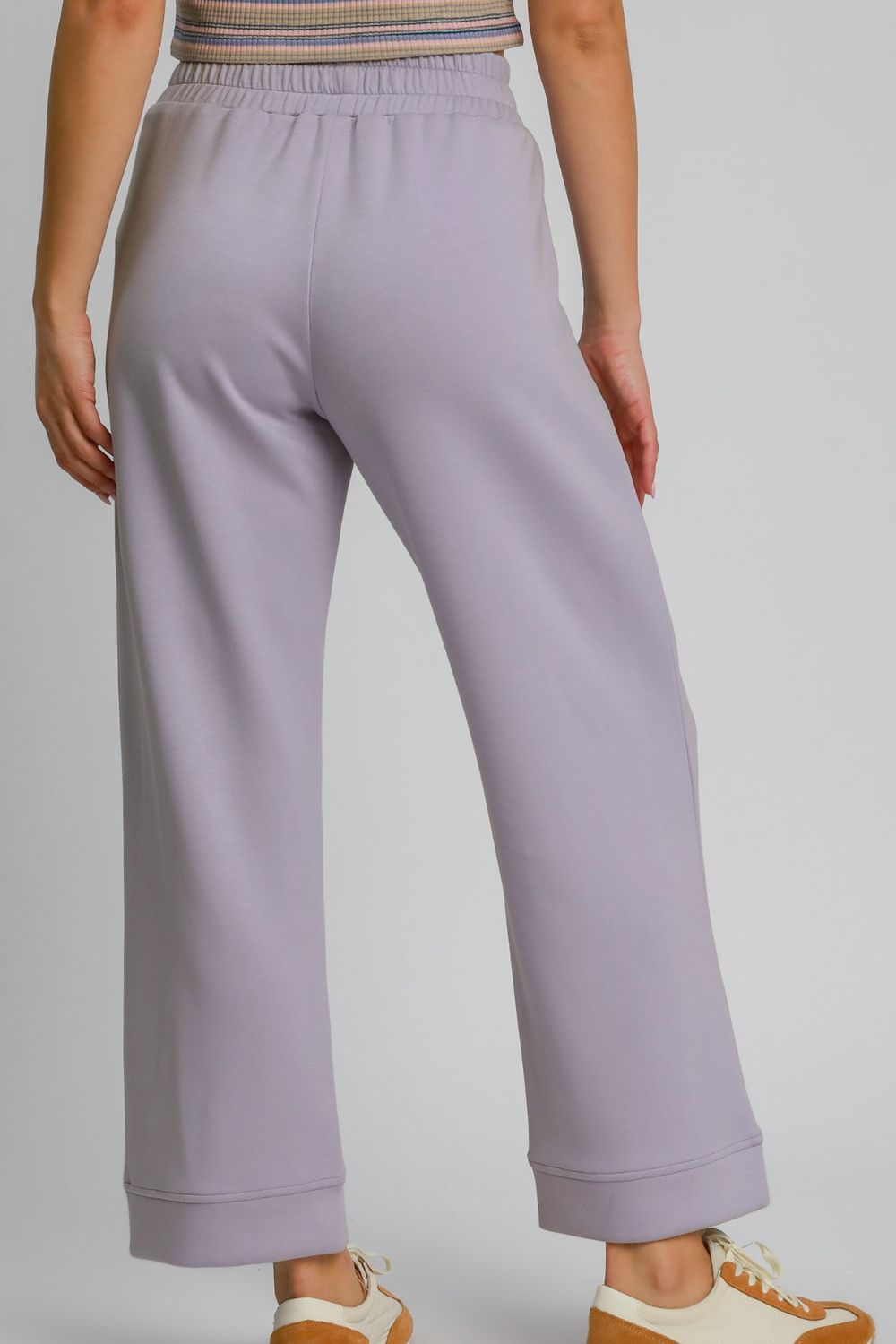 Umgee Drawstring Elastic Waist Wide Leg Pants