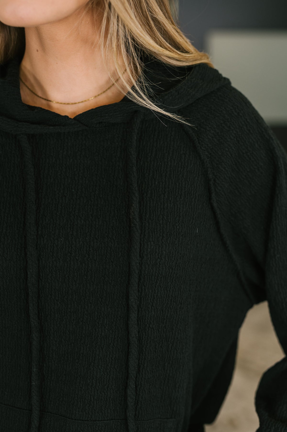 Always Have Your Back Textured Pullover in Black