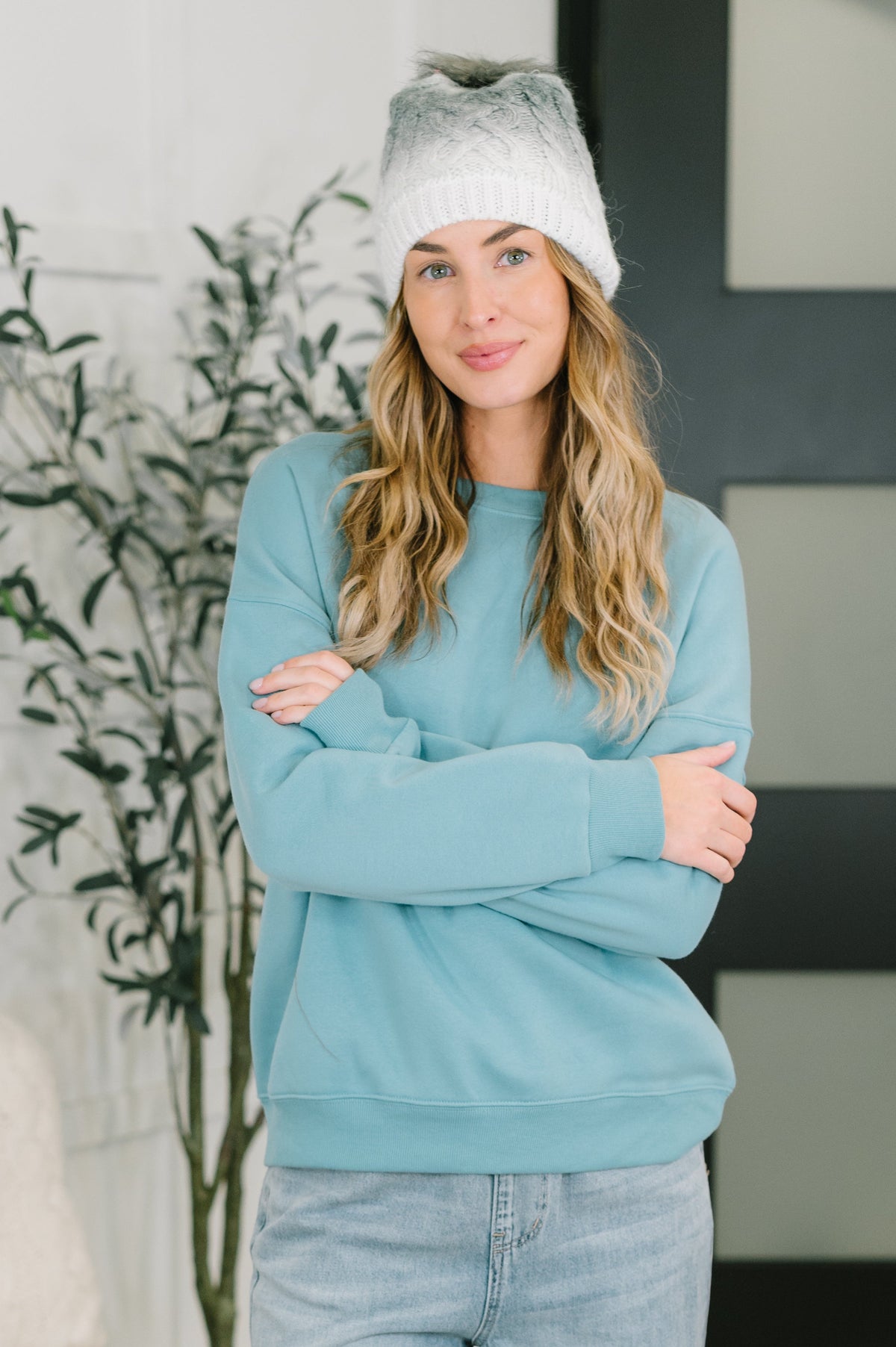 Always True Drop Shoulder Pullover in Dusty Teal