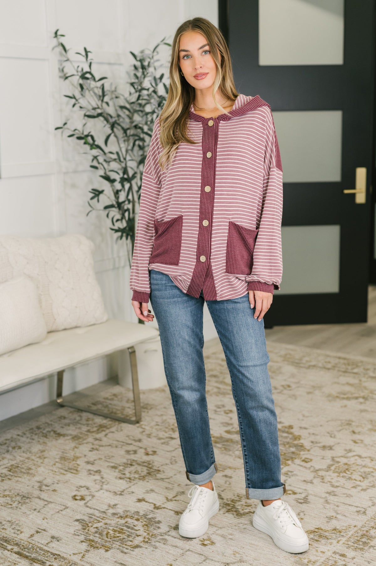 Couldn't Help Myself Button Down Hooded Top
