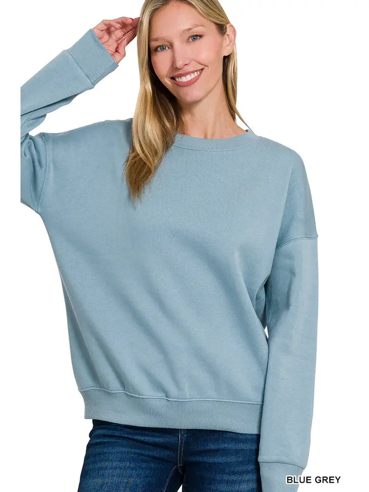 Always True Drop Shoulder Pullover in Dusty Teal