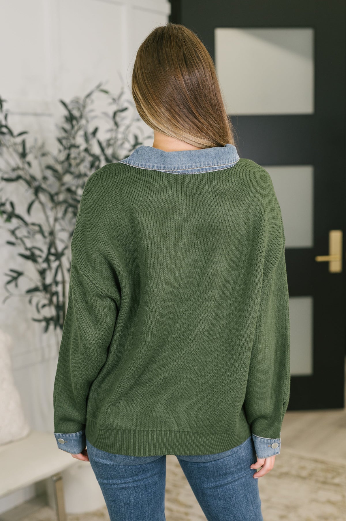 It's a Must Contrast Collared Sweater Top