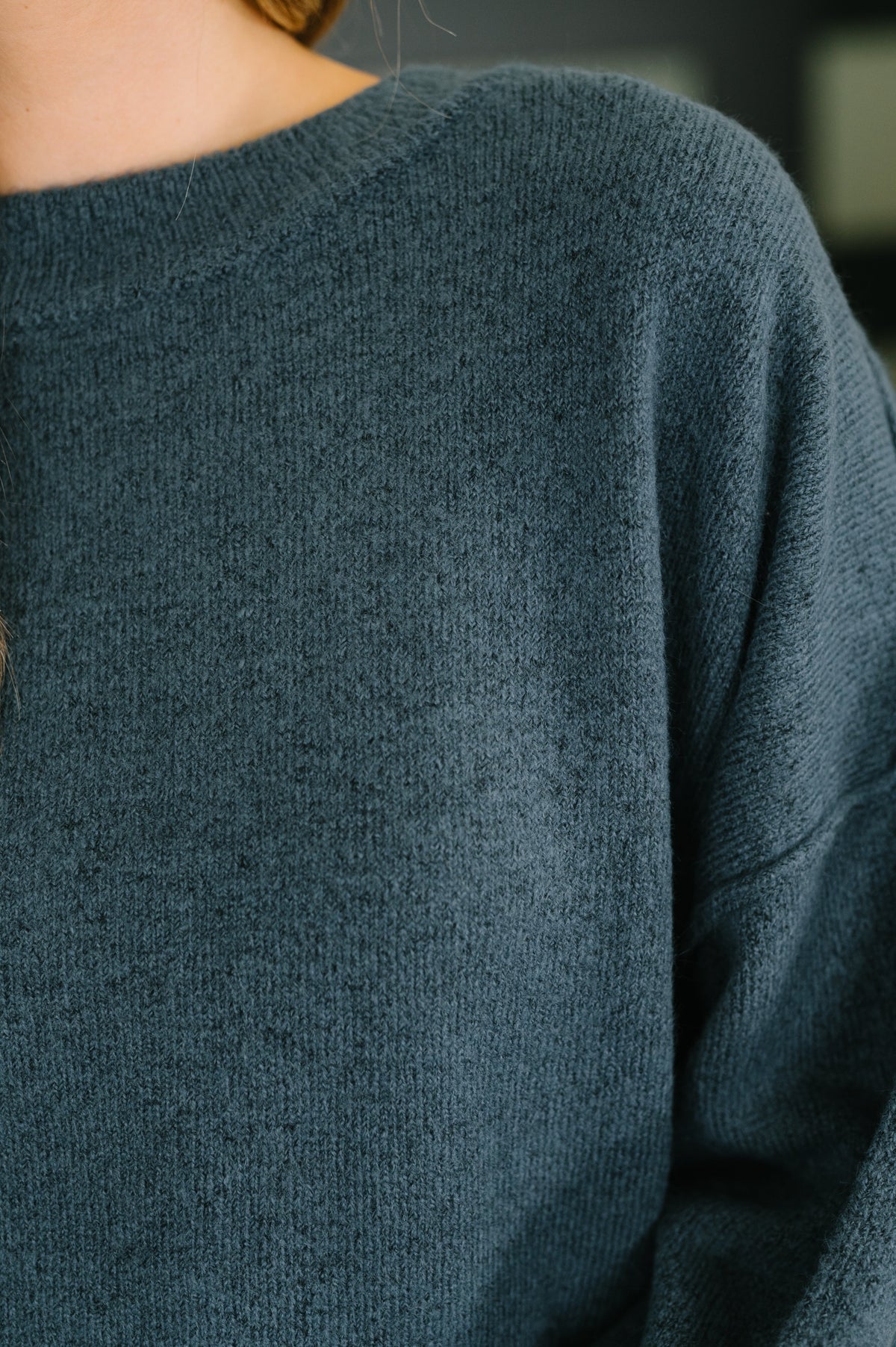 Off Hours Drop Shoulder Relaxed Pullover in Dusty Blue