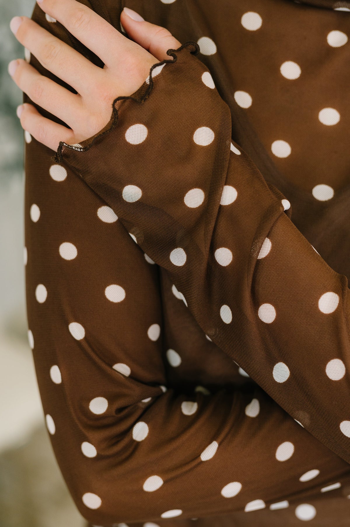 Pretty Woman Polka Dot Mesh Layering Top