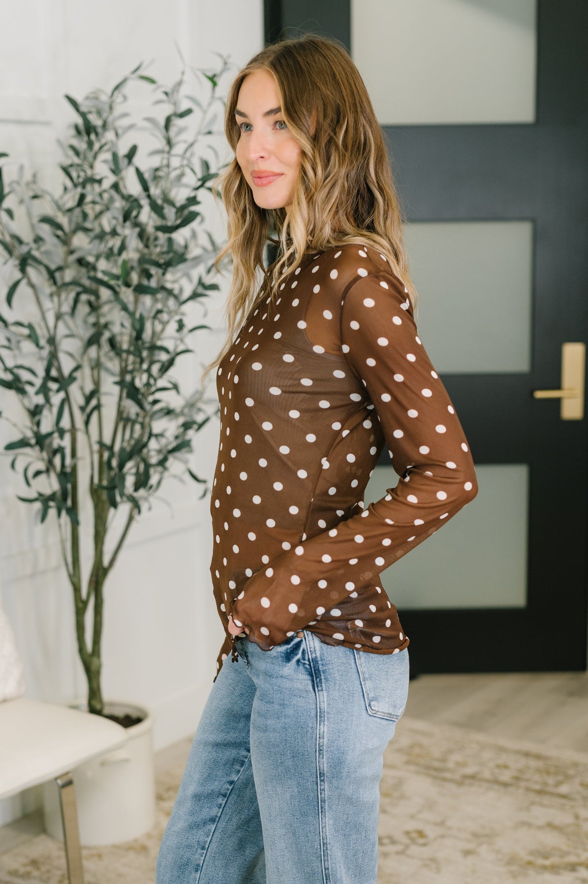 Pretty Woman Polka Dot Mesh Layering Top