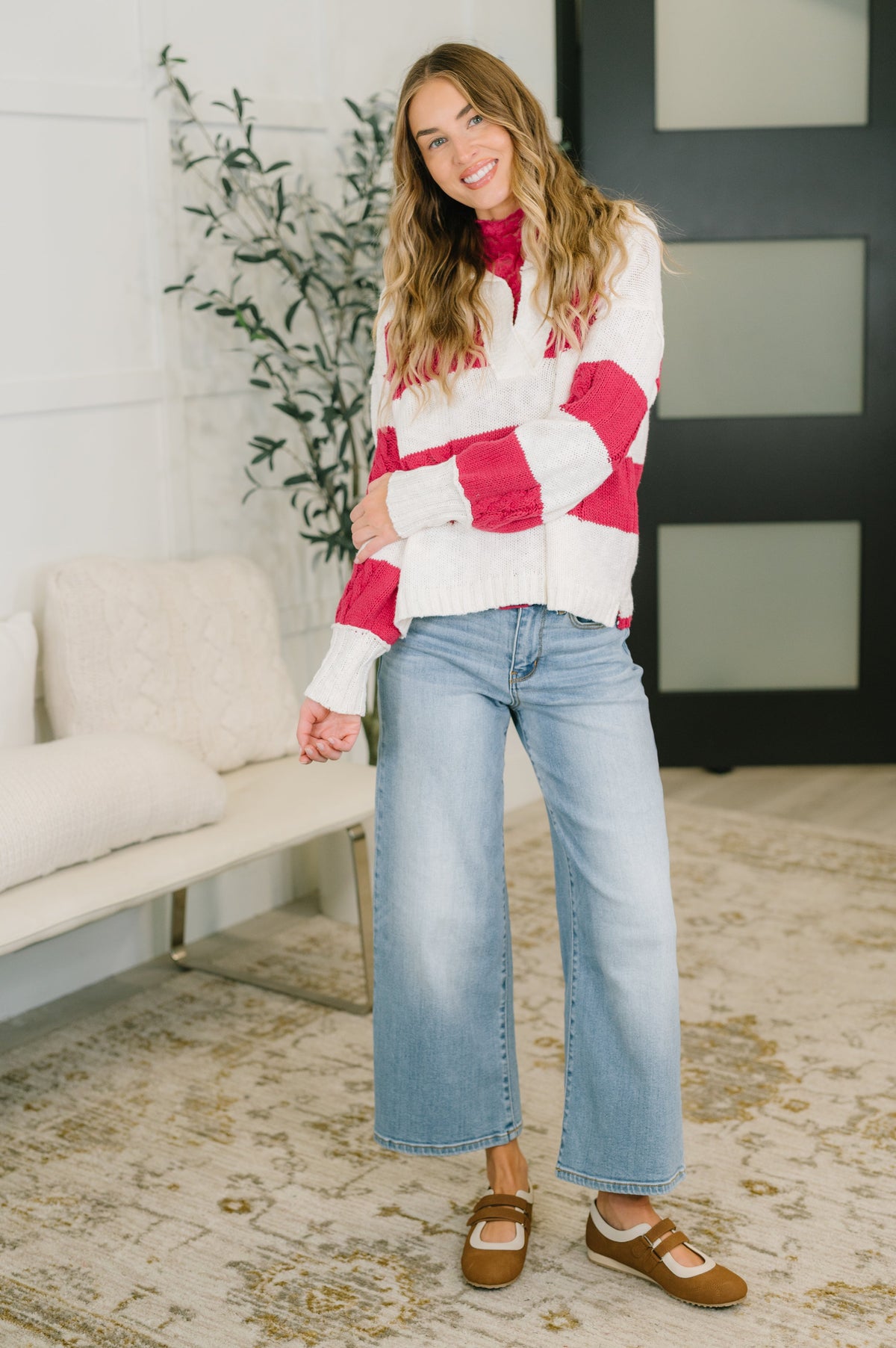 Something In Between Striped Collared Sweater