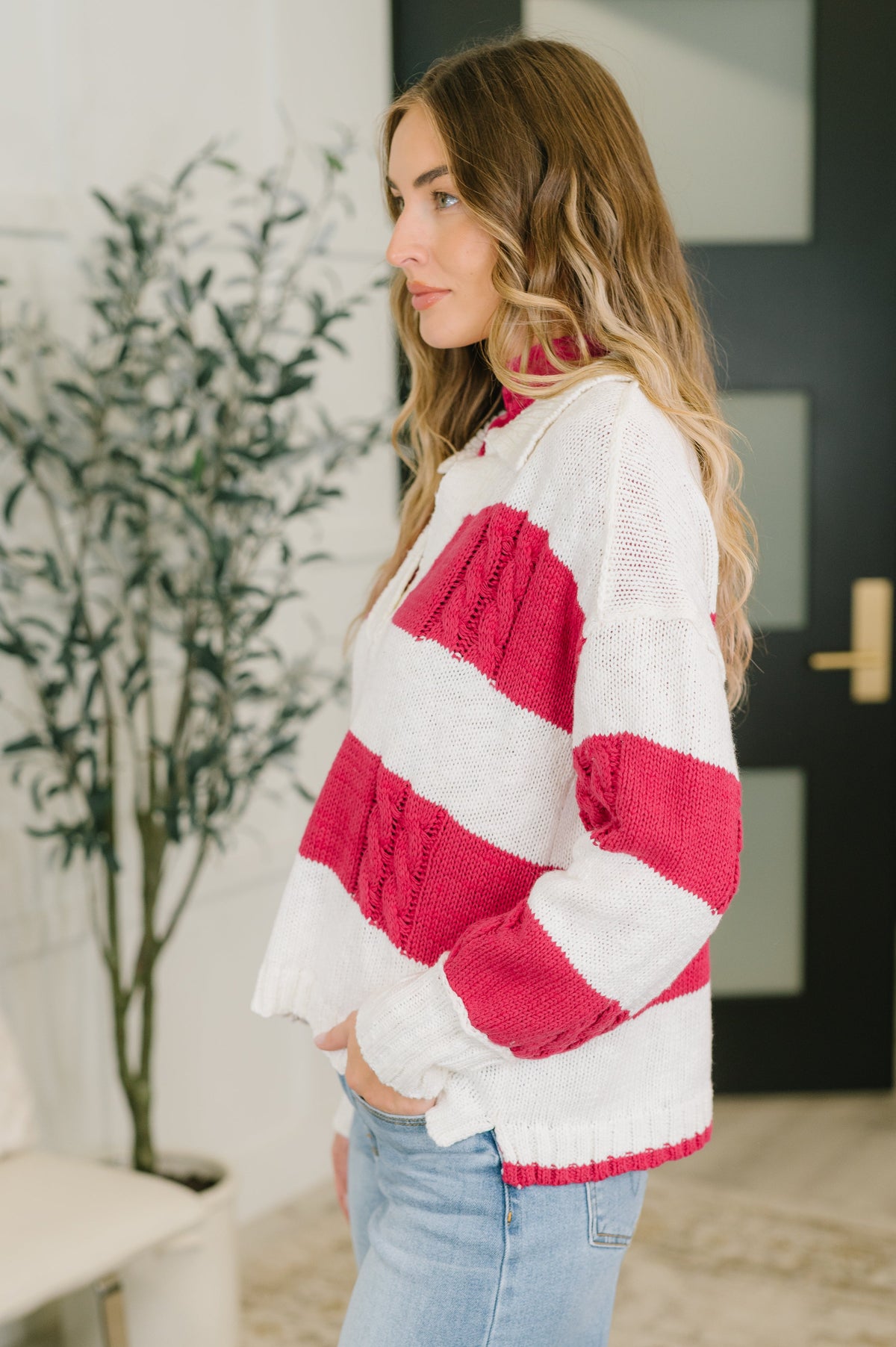 Something In Between Striped Collared Sweater
