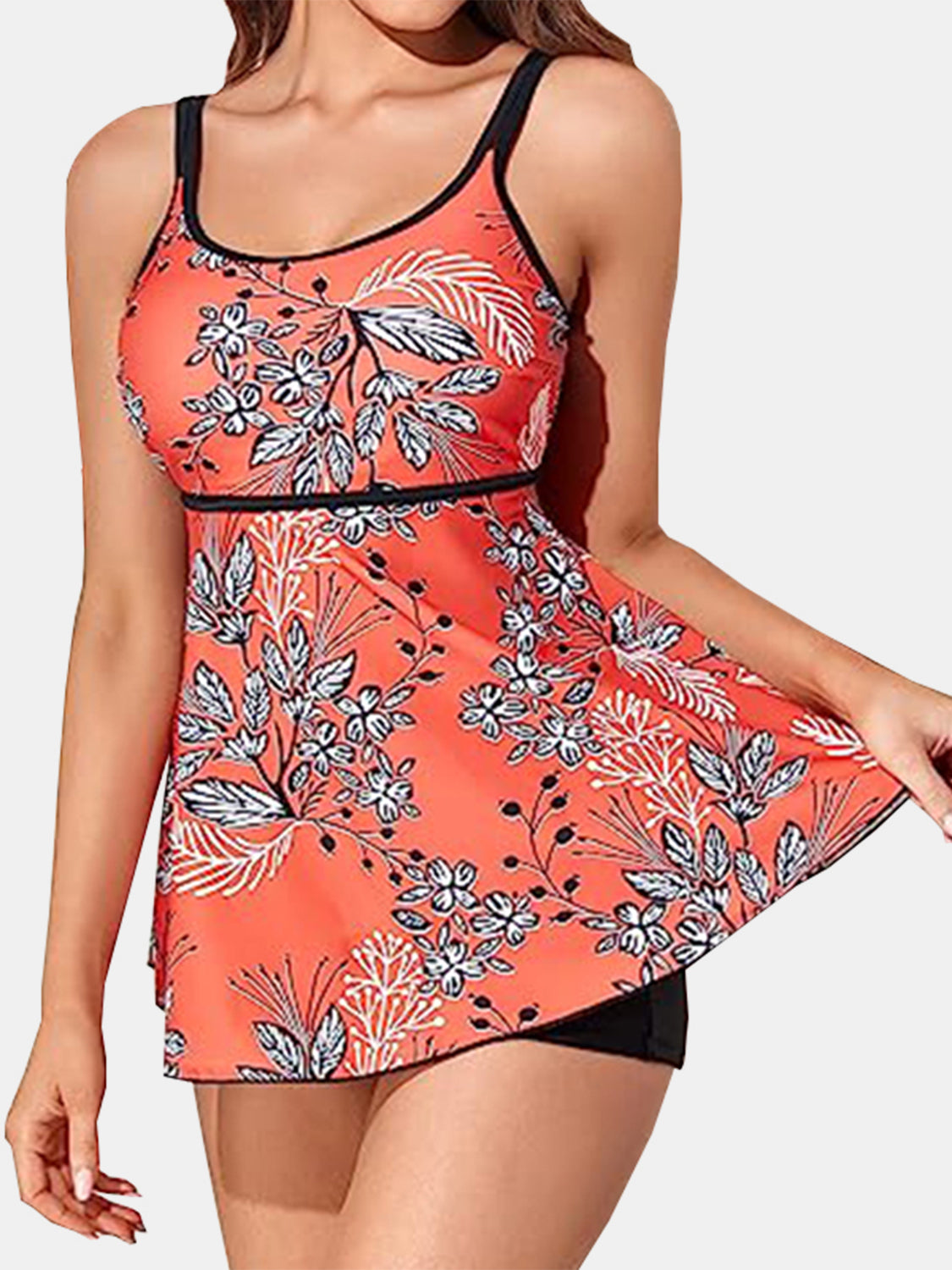 Printed Scoop Neck Two-Piece Swim Set