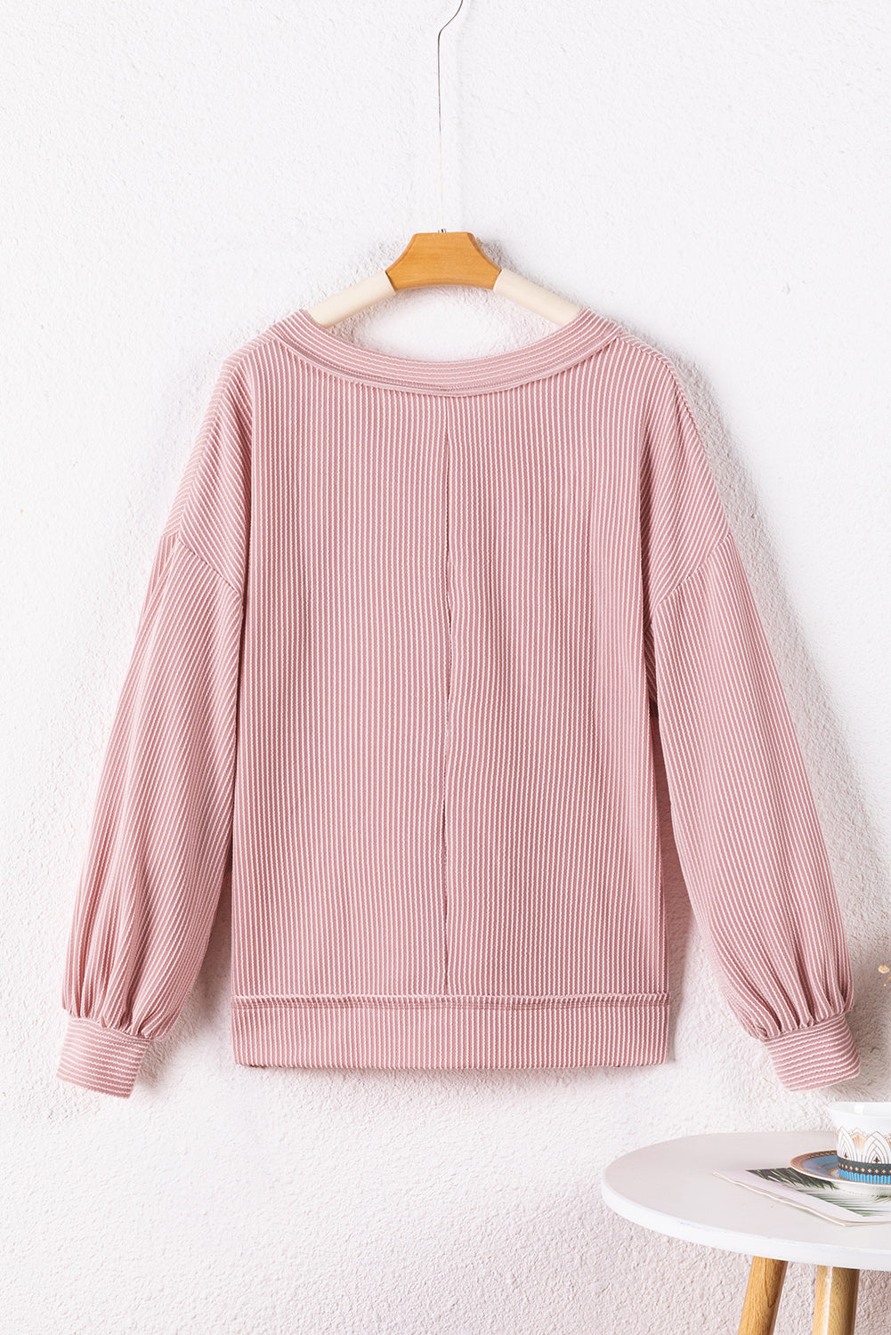 Texture V-Neck Long Sleeve Sweatshirt