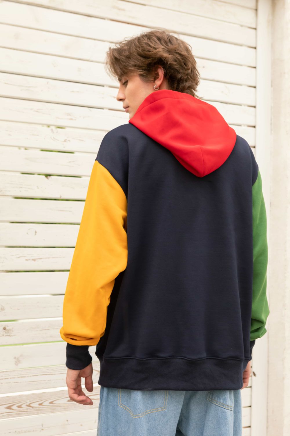 Contrast Dropped Shoulder Hoodie