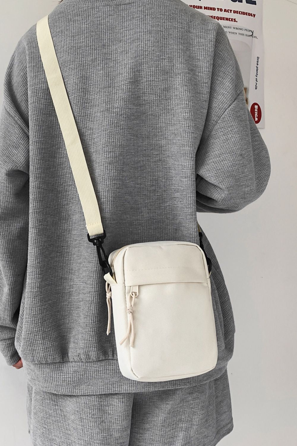 Wide Strap Polyester Crossbody Bag