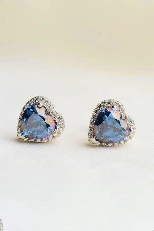 4 Carat Moissanite Heart-Shaped Stud Earrings