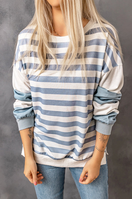 Striped Dropped Shoulder Sweatshirt