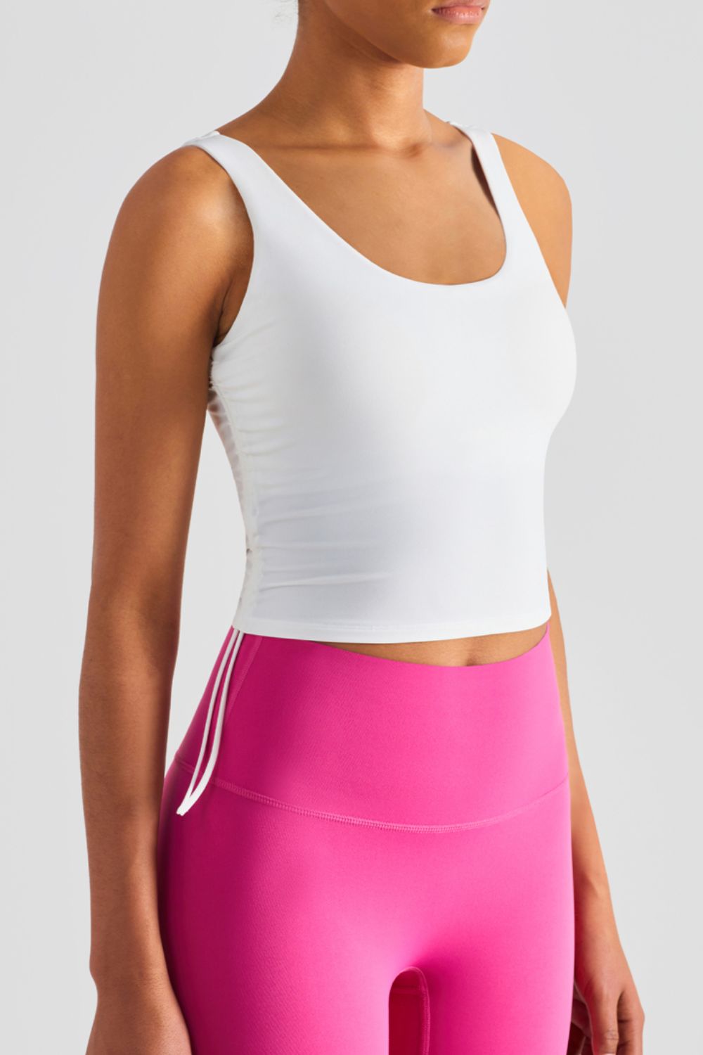 Side Drawstring Scoop Neck Sports Tank