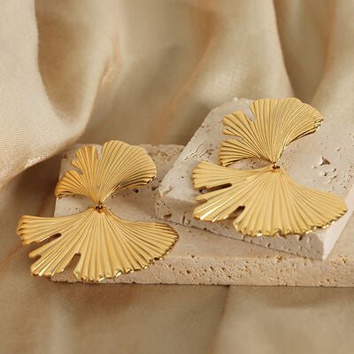 Ginkgo Biloba Design Stud Earrings