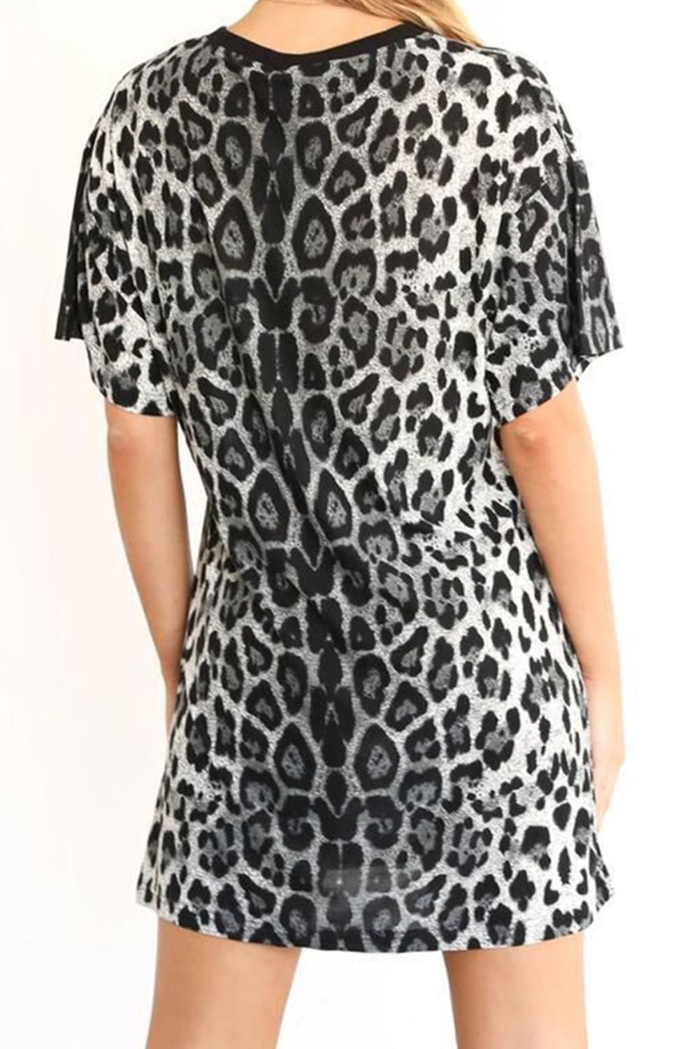 Leopard Dropped Shoulder Mini Tee Dress