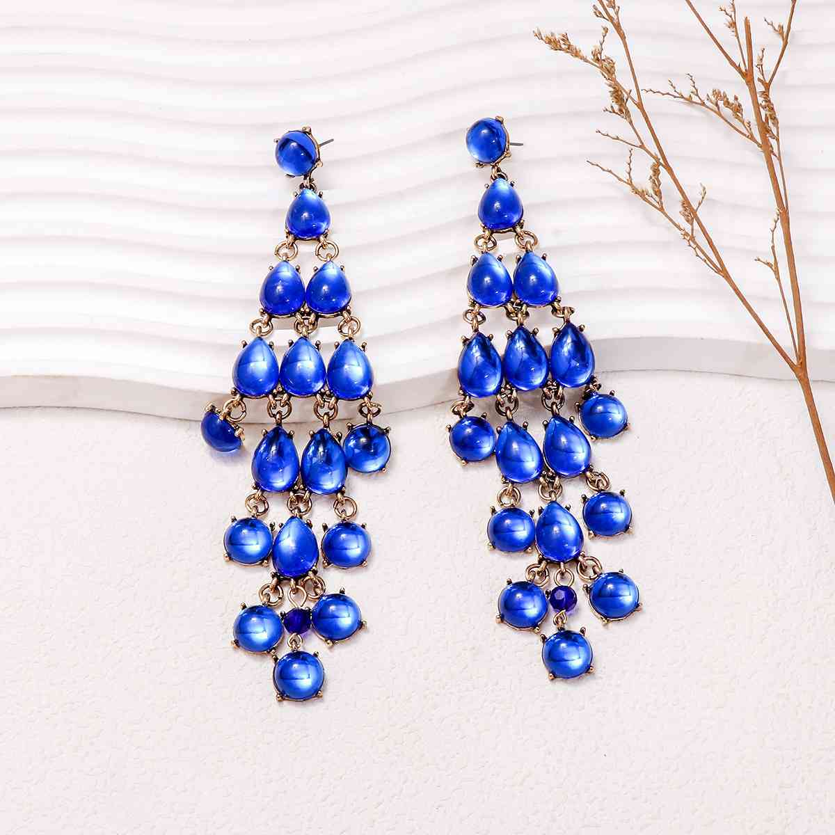 Alloy & Rhinestone Teardrop Earrings