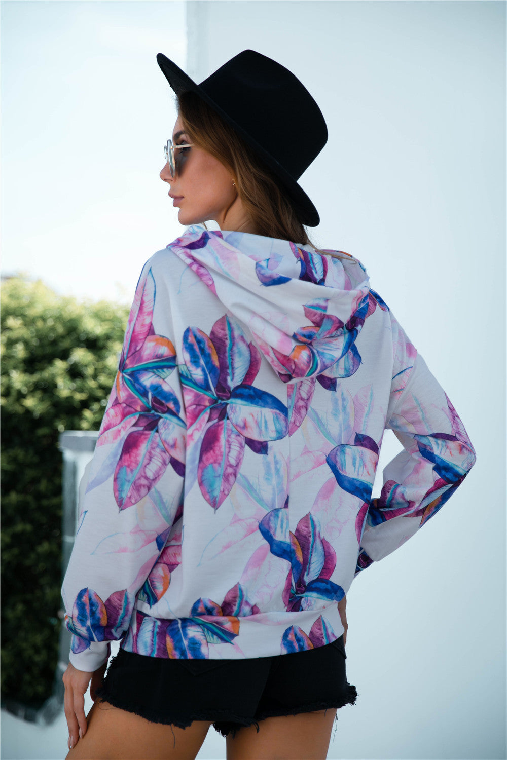 Printed Dropped Shoulder Hoodie