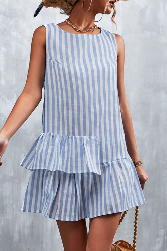 Striped Layered Sleeveless Dress