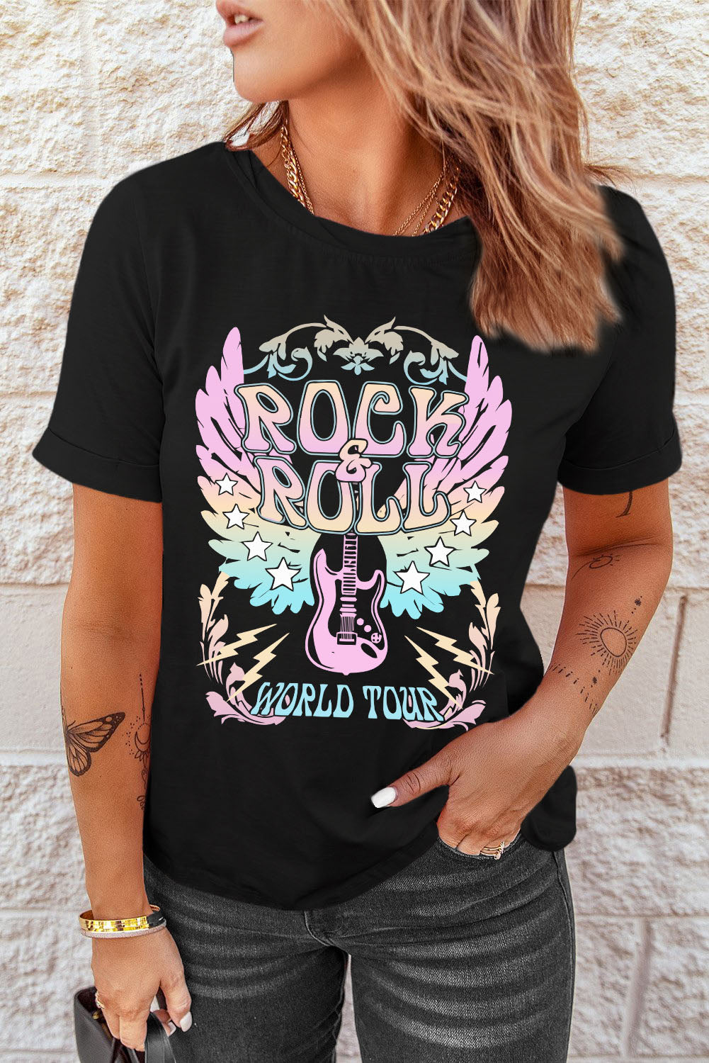 ROCK ROLL Graphic Tee Shirt