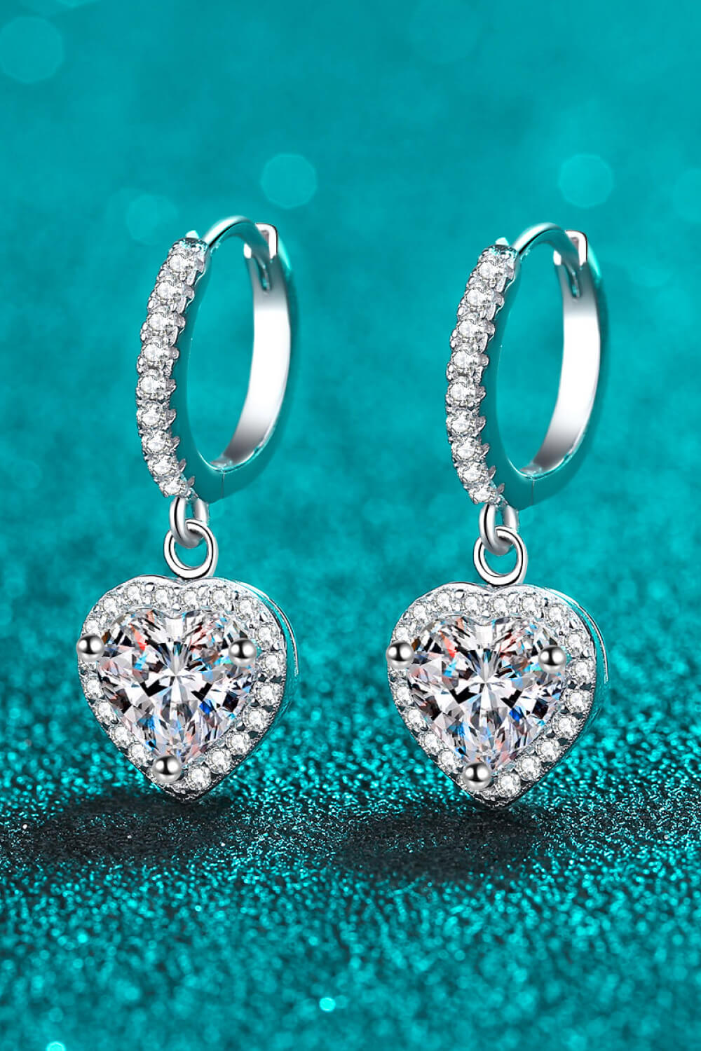 2 Carat Moissanite Heart-Shaped Drop Earrings