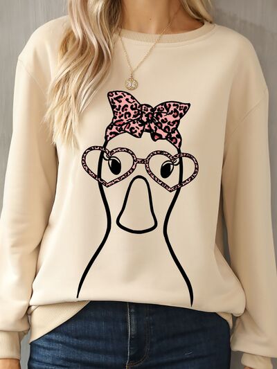 Graphic Round Neck Dropped Shoulder Sweatshirt