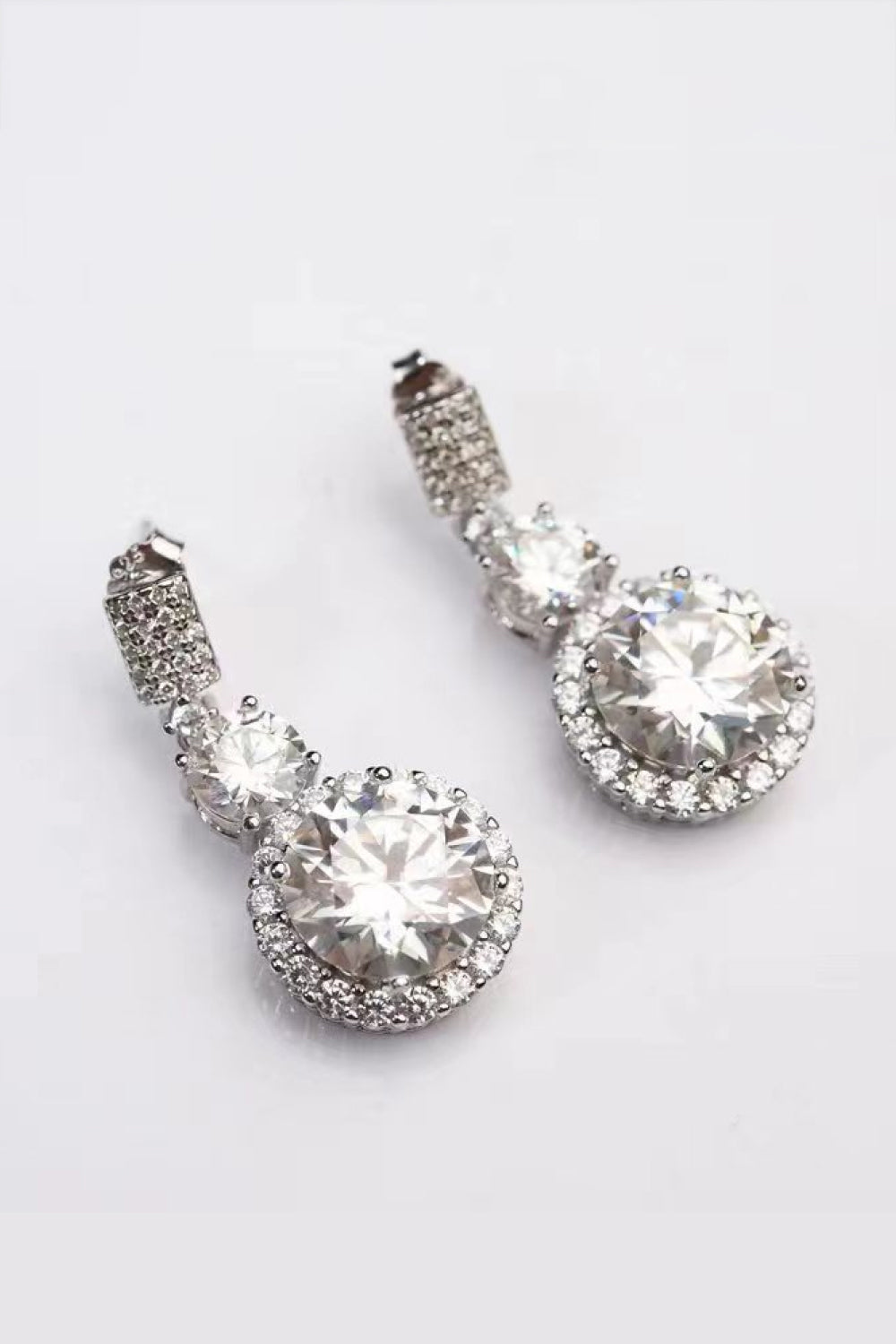 Moissanite 18K Platinum-Plated Drop Earrings