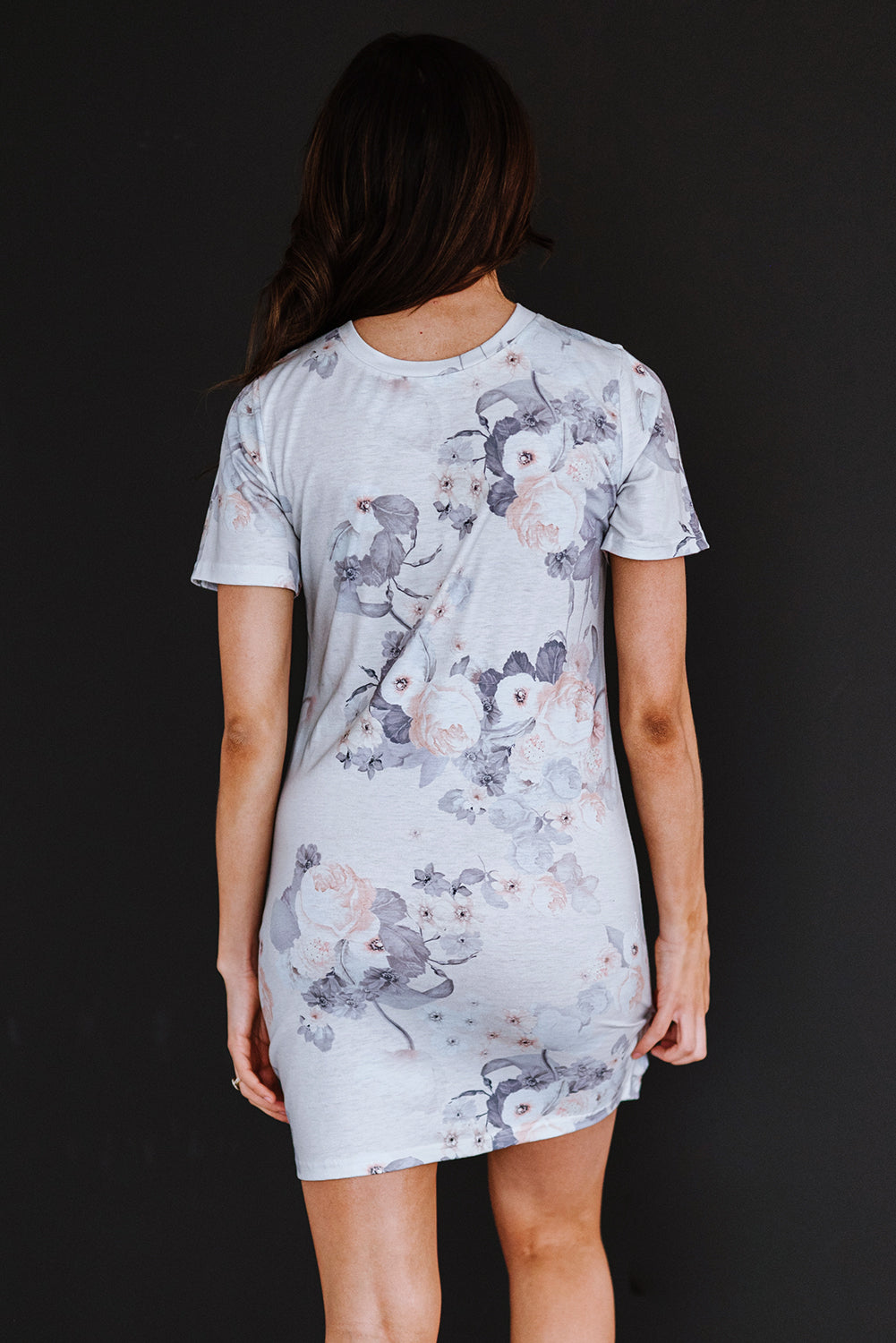 Floral Mock Neck Short Sleeve Dress