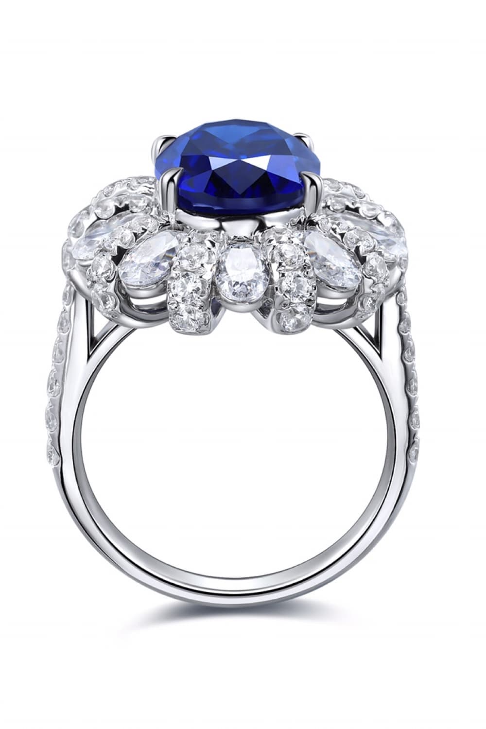 Lab-Grown Sapphire Flower Shape Ring