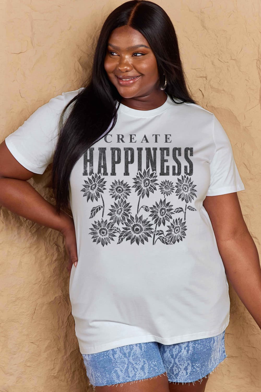 Simply Love Full Size CREATE HAPPINESS Graphic Cotton T-Shirt