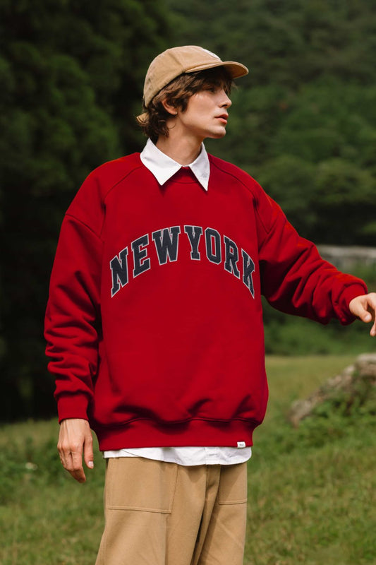 NEWYORK Dropped Shoulder Round Neck Sweatshirt