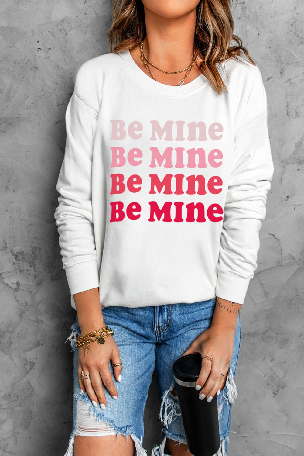 BE MINE Graphic Drop Shoulder Sweatshirt