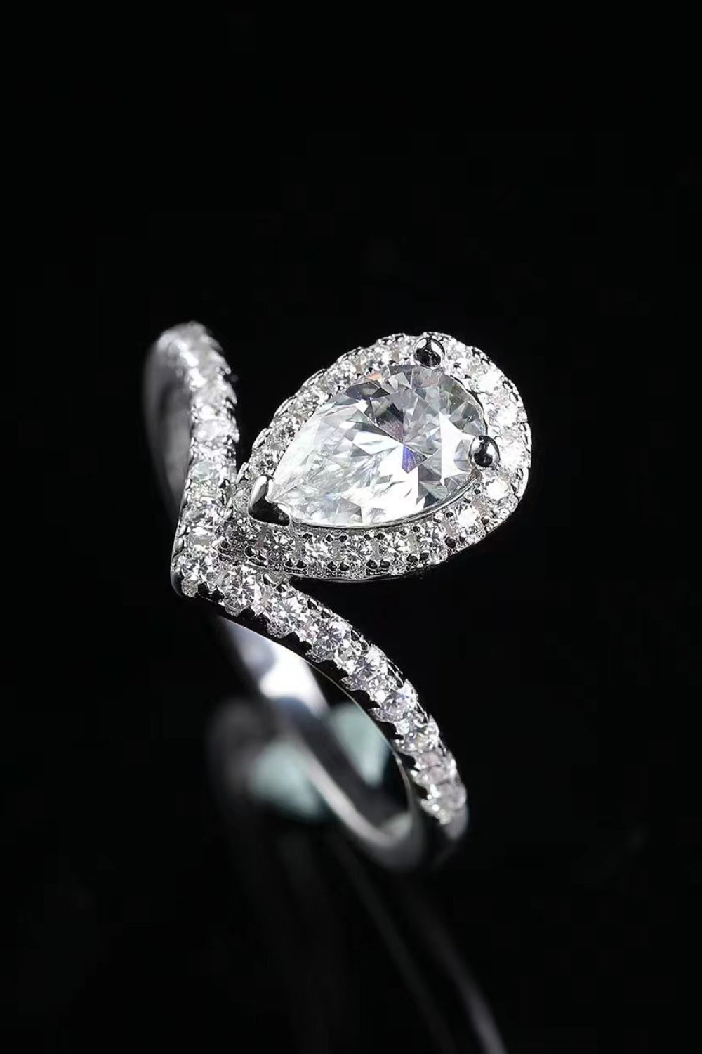 2 Carat Moissanite Teardrop Ring