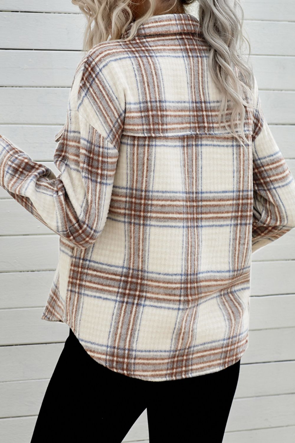 Plaid Half-Zip Collared Curved Hem Sweatshirt