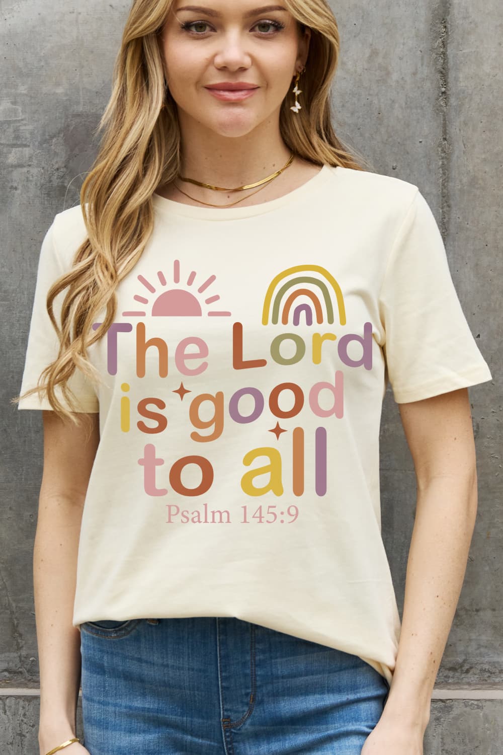 Simply Love Full Size THE LORD IS GOOD TO ALL PSALM 145:9 Graphic Cotton Tee