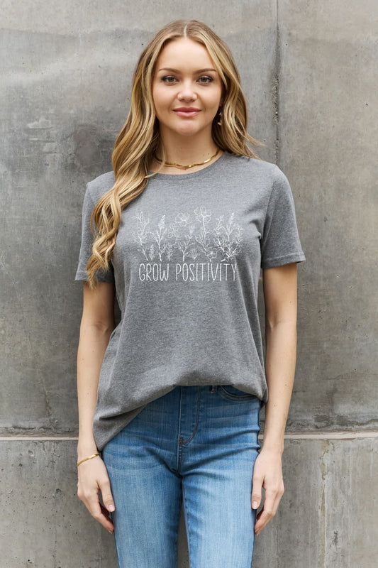 Simply Love GROW POSITIVITY Graphic Cotton Tee