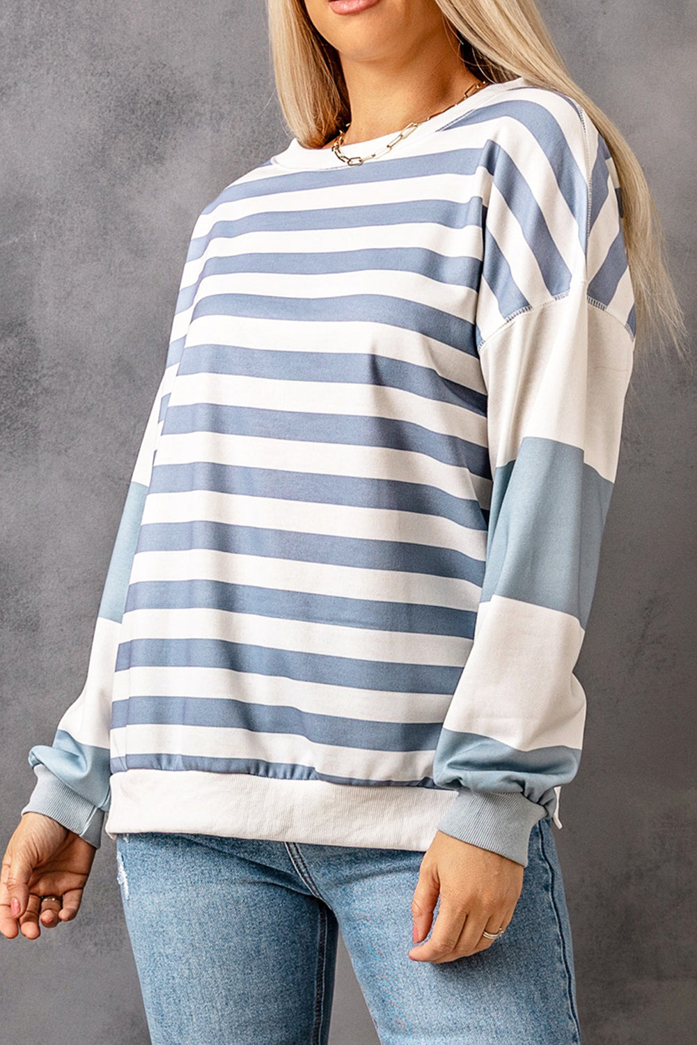 Striped Dropped Shoulder Sweatshirt