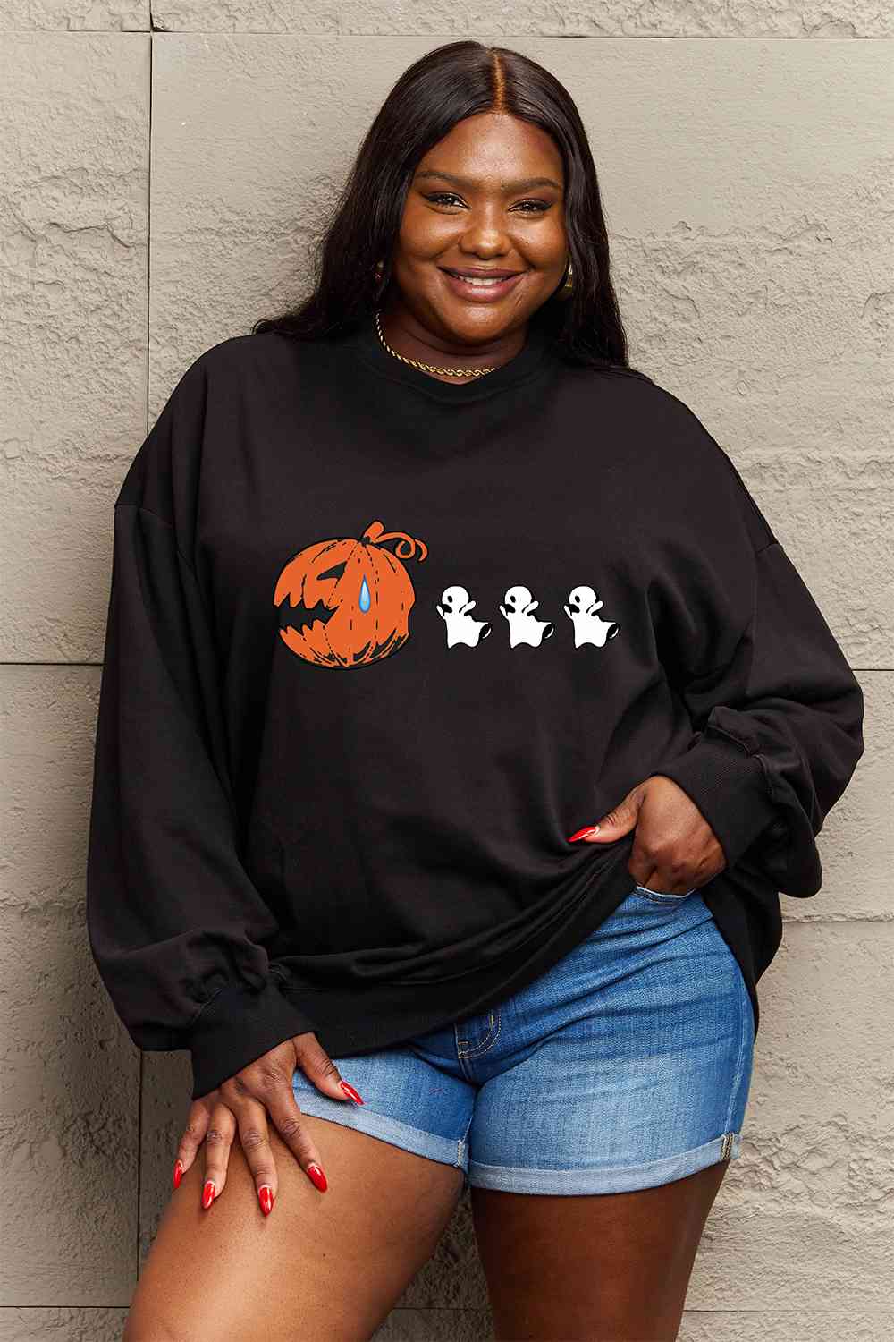 Simply Love Full Size Graphic Dropped Shoulder Sweatshirt