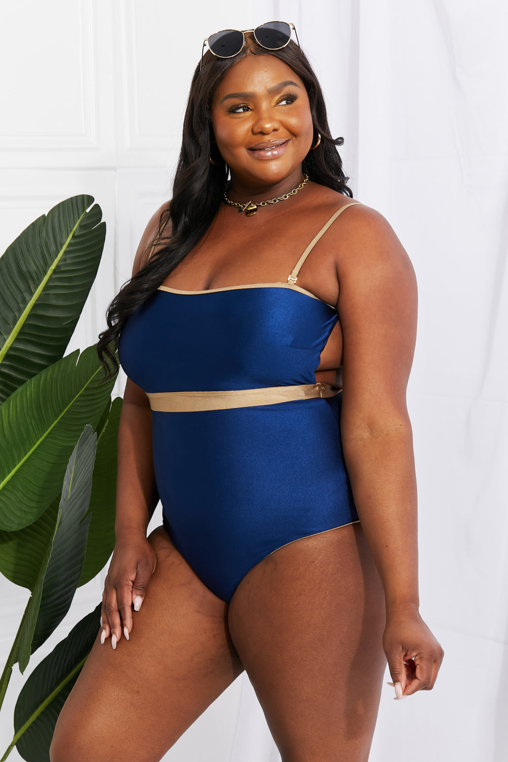 Marina West Swim Wave Break Contrast Trim One-Piece