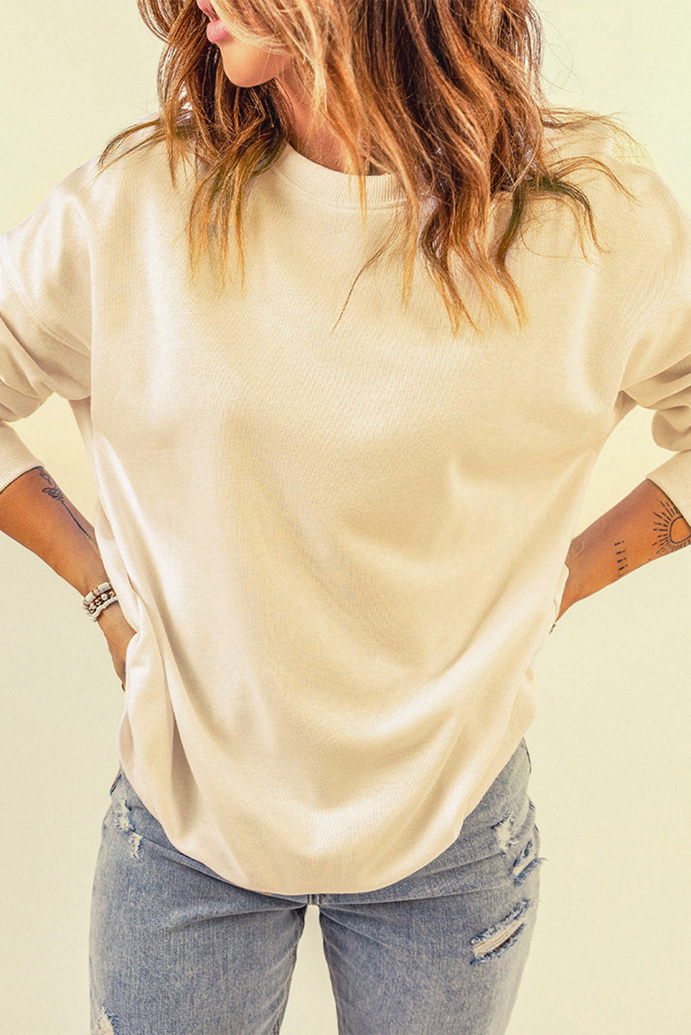 Dropped Shoulder Round Neck Sweatshirt