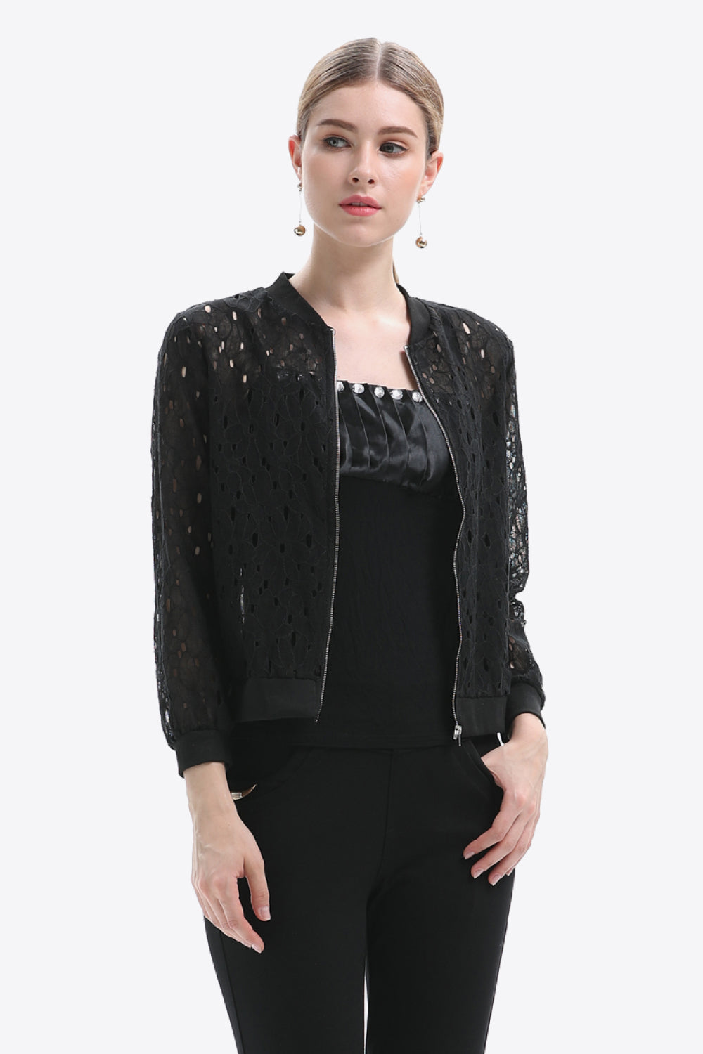 Openwork Zip Up Jacket