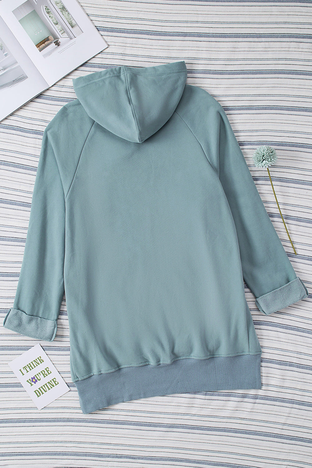 Side Slit Raglan Sleeve Hoodie