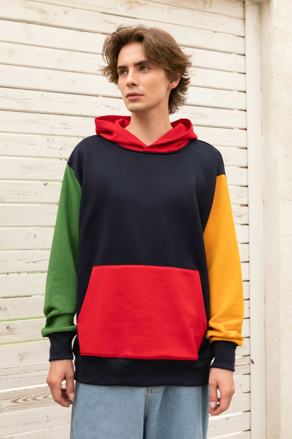 Contrast Dropped Shoulder Hoodie