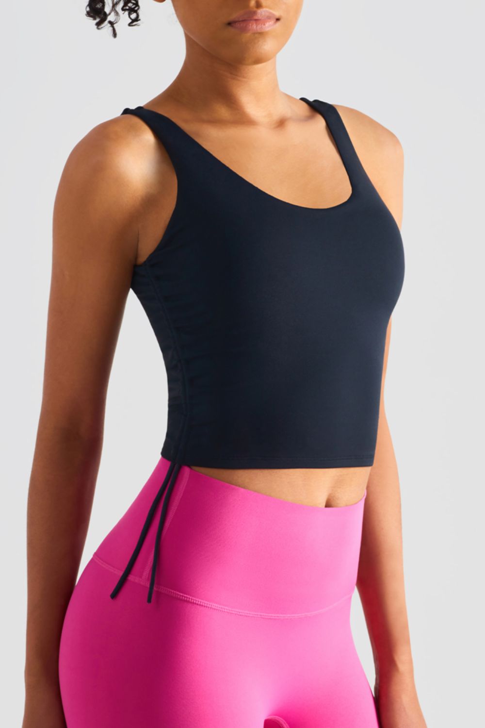 Side Drawstring Scoop Neck Sports Tank