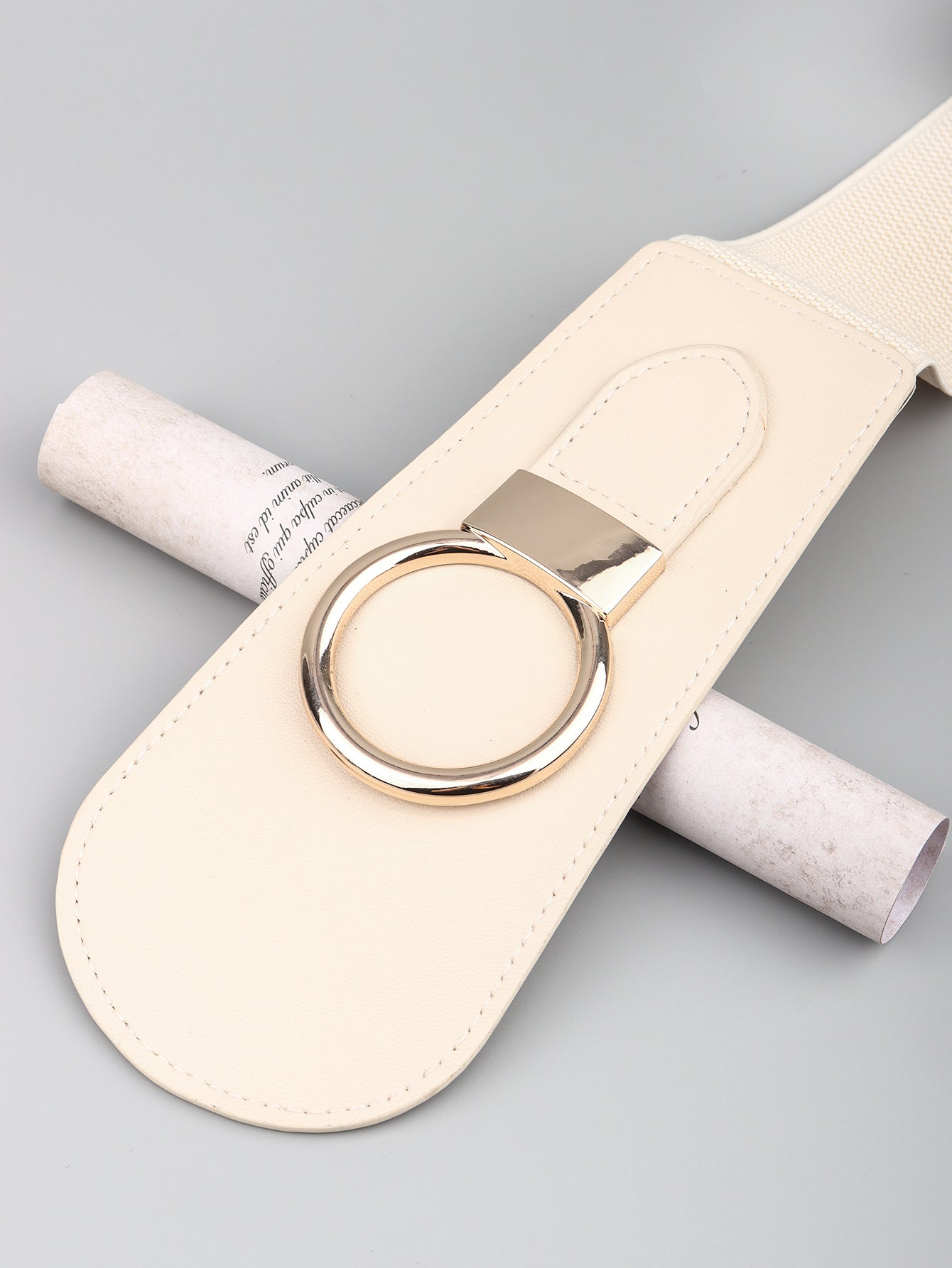 PU Elastic Wide Belt with Alloy Buckle