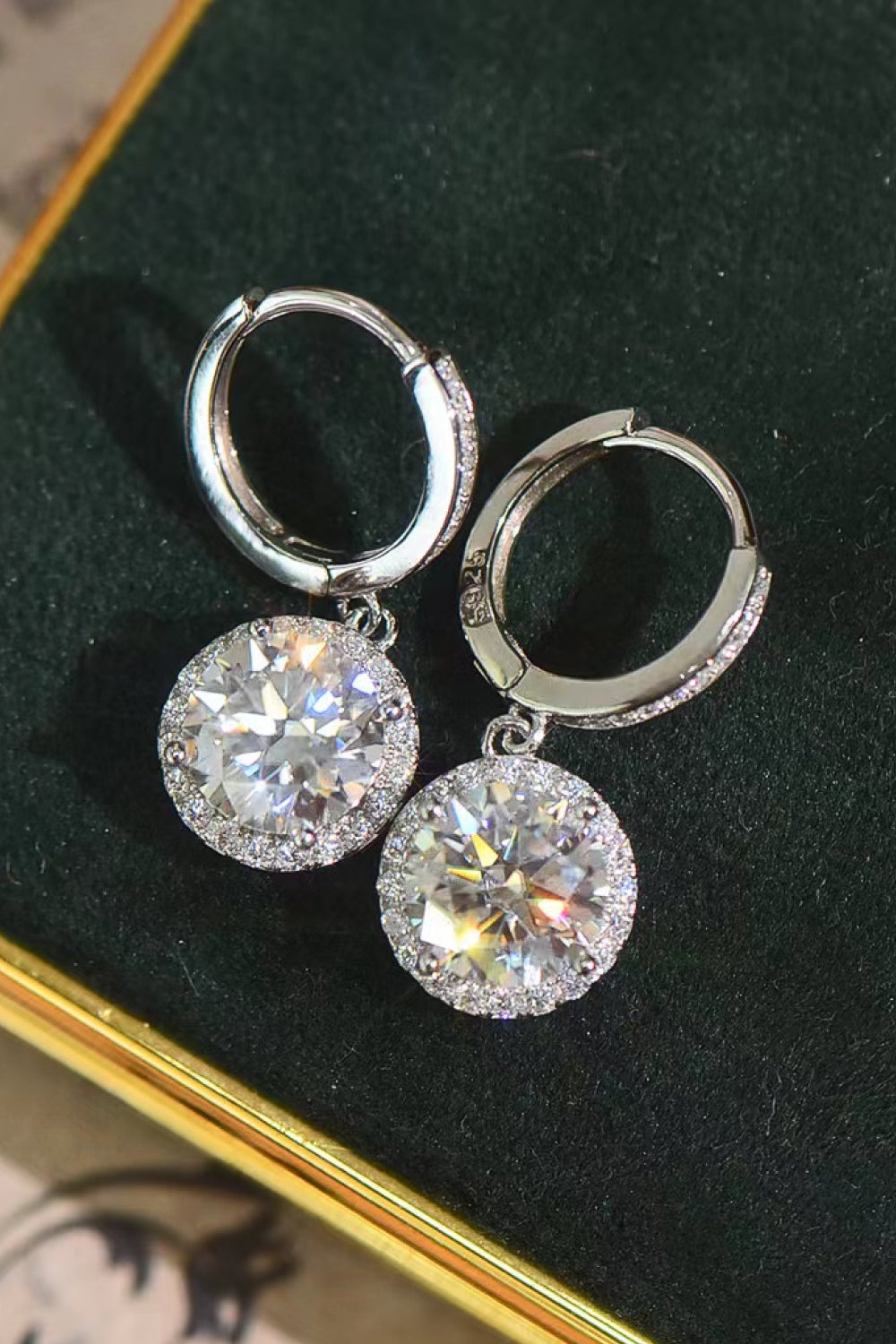 Moissanite Round Drop Earrings